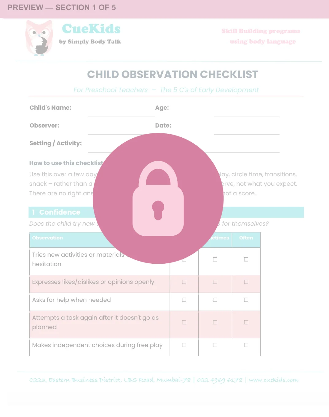 Observation Checklist for Kids Free Download Ultimate Child Observation Checklist for Preschool Teachers 1